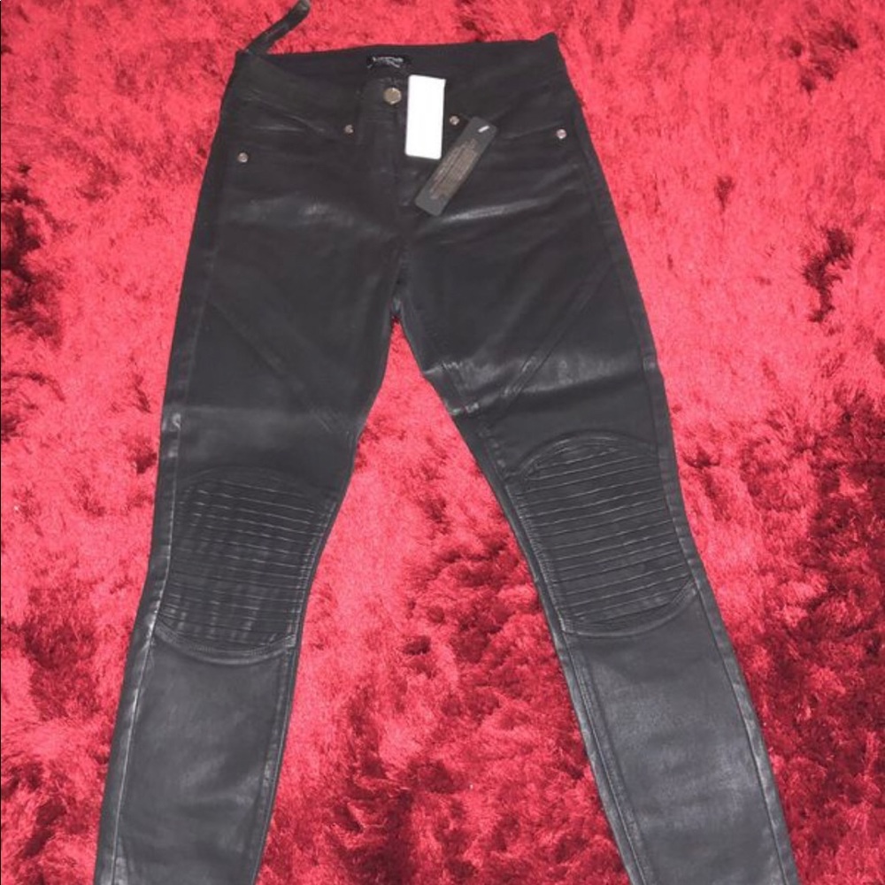 Bebe Coated Moto Skinny Jeans